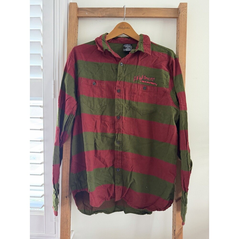 A Nightmare on Elm Street Freddy Krueger XL Flannel Striped Red Green Shirt